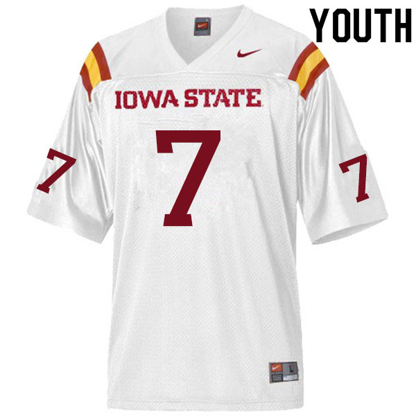 Youth #7 Joe Rivera Iowa State Cyclones College Football Jerseys Sale-White - Click Image to Close